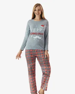 Šedé vianočné dámske dvojdielne pyžamo - oblečenie