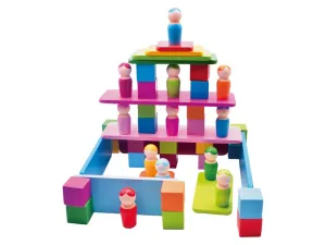 Playtive Drevená dúhová Montessori hra (dúhová stavebnica)