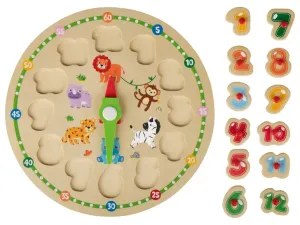 Playtive Drevená náučná hra (puzzle s hodinami)