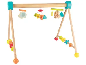 Playtive Drevená hrazda s hračkami pre bábätká (sloník a opička)