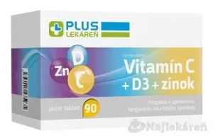 PLUS LEKÁREŇ Vitamín C + D3 + Zinok 90 tabliet