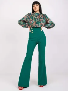 Tmavo-zelené elegantné široké nohavice pre ženy Salerno - 38