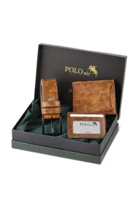 Polo Air Boxed Men's Sports Wallet Belt Card Holder Set Brown #7466593