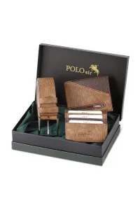 Polo Air Men's Mink Belt, Wallet, Card Holder Combination Set