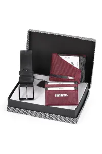 Polo Air Men's Belt Wallet Card Holder Claret Red Black Combination Set #7466232