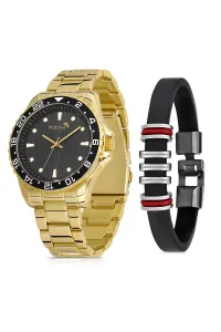 Polo Air Metal Strap Sports Men's Wristwatch Bracelet Combination Gold