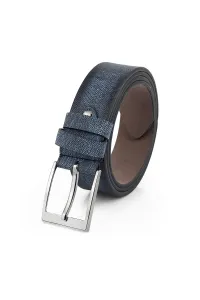 Polo Air Men's Denim Patterned Leather Belt Navy Blue