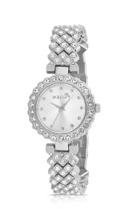 Polo Air Luxury Stone Elegant Women's Wristwatch Silver Color