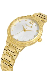 Polo Air Metal Strap Stylish Women's Wristwatch Gold Color