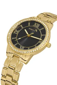 Polo Air Roman Numeral Single Row Luxury Stone Women's Wristwatch Gold Color