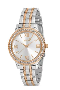 Polo Air Stoned Roman Numeral Women's Wristwatch Copper-silver Color