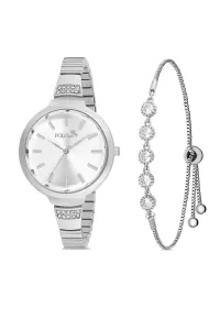 Polo Air Classic Numeral Women's Wristwatch Zircon Stone Bracelet Combination Silver Color