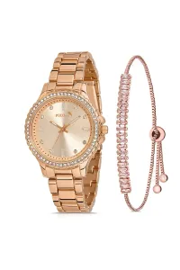 Polo Air Luxury Single Row Women's Wristwatch Zircon Stone Baguette Bracelet Combination Copper Color