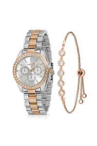 Polo Air Single Row Stone Women's Wristwatch Luxury Zircon Stone Bracelet Combination Silver-copper Color