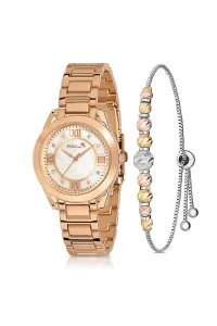 Polo Air Stylish Women's Wristwatch with Roman Numerals Dorica Bracelet Combination Copper Color