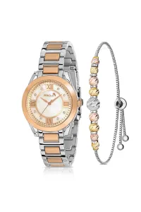 Polo Air Stylish Women's Wristwatch with Roman Numerals Dorica Bracelet Combination Silver-copper Color