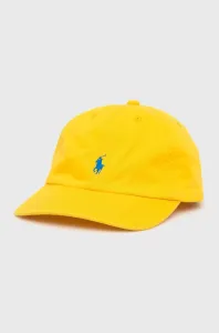 Detská bavlnená čiapka Polo Ralph Lauren žltá farba, jednofarebná #203385
