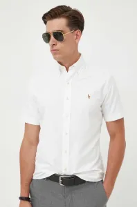Bavlnená košeľa Polo Ralph Lauren pánska, biela farba, regular, s golierom button-down #9032843