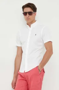 Bavlnená košeľa Polo Ralph Lauren pánska, biela farba, regular, s golierom button-down #8735308