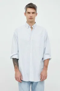 Bavlnená košeľa Polo Ralph Lauren pánska, biela farba, voľný strih, s golierom button-down #7543176