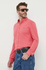 Bavlnená košeľa Polo Ralph Lauren pánska,červená farba,regular,s golierom button-down,710654408 #6531148