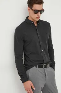 Bavlnená košeľa Polo Ralph Lauren pánska, šedá farba, regular, s golierom button-down