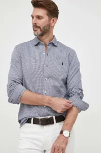Bavlnená košeľa Polo Ralph Lauren pánska, tmavomodrá farba, regular, s klasickým golierom #8689569
