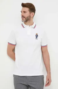 Bavlnené polo tričko Polo Ralph Lauren biela farba, jednofarebné
