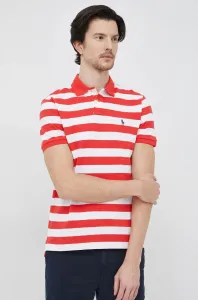 Bavlnené polo tričko Polo Ralph Lauren červená farba, vzorované #6862082
