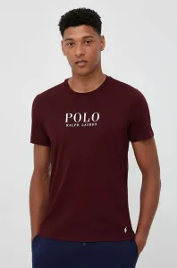 Bavlnené pyžamové tričko Polo Ralph Lauren bordová farba,s potlačou,714899613
