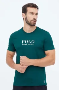 Bavlnené pyžamové tričko Polo Ralph Lauren zelená farba,s potlačou,714899613
