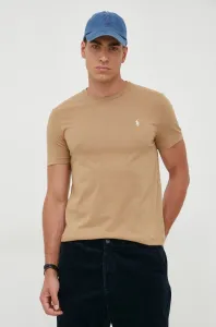Bavlnené tričko Polo Ralph Lauren pánsky,béžová farba,jednofarebný,710671438 #8137948