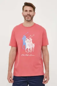 Bavlnené tričko Polo Ralph Lauren červená farba, s potlačou #8660073