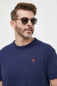 Bavlnené tričko Polo Ralph Lauren tmavomodrá farba, jednofarebné