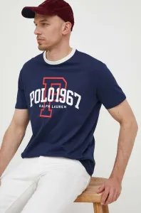 Bavlnené tričko Polo Ralph Lauren tmavomodrá farba, s potlačou #8659234