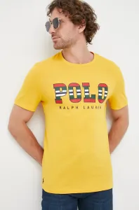 Bavlnené tričko Polo Ralph Lauren žltá farba, s potlačou #246950