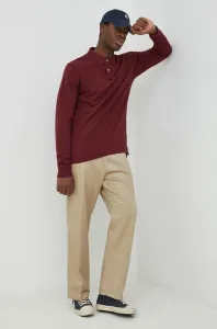 Bavlnené tričko s dlhým rukávom Polo Ralph Lauren bordová farba, jednofarebné #2575769