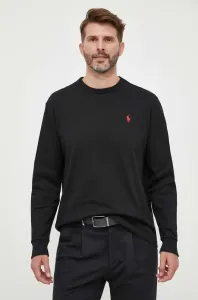 Bavlnené tričko s dlhým rukávom Polo Ralph Lauren čierna farba, jednofarebné #8688601