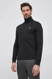 Bavlnené tričko s dlhým rukávom Polo Ralph Lauren čierna farba, jednofarebné #8560986