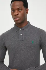 Bavlnené tričko s dlhým rukávom Polo Ralph Lauren šedá farba, jednofarebné