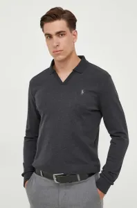 Bavlnené tričko s dlhým rukávom Polo Ralph Lauren šedá farba, melanžový
