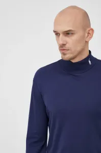 Bavlnené tričko s dlhým rukávom Polo Ralph Lauren tmavomodrá farba, jednofarebné #7353317
