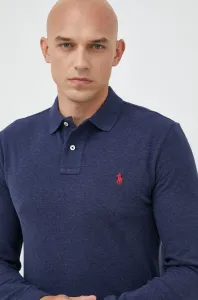 Bavlnené tričko s dlhým rukávom Polo Ralph Lauren tmavomodrá farba, jednofarebné #2588222