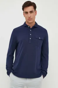 Bavlnené tričko s dlhým rukávom Polo Ralph Lauren tmavomodrá farba, jednofarebný
