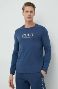 Bavlnené tričko s dlhým rukávom Polo Ralph Lauren tmavomodrá farba, s potlačou #4247064