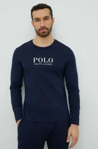 Bavlnené tričko s dlhým rukávom Polo Ralph Lauren tmavomodrá farba, s potlačou #4247067