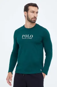 Bavlnené tričko s dlhým rukávom Polo Ralph Lauren zelená farba, s potlačou #7398549