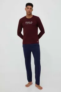 Bavlnené tričko s dlhým rukávom Polo Ralph Lauren bordová farba, s potlačou