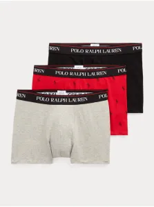 Súprava troch pánskych boxeriek vo svetlo šedej, červenej a čiernej farbe Ralph Lauren #7389058