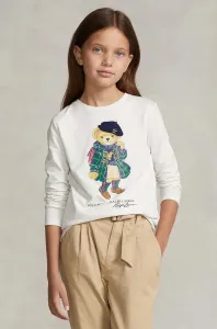 Detská bavlnená košeľa s dlhým rukávom Polo Ralph Lauren biela farba